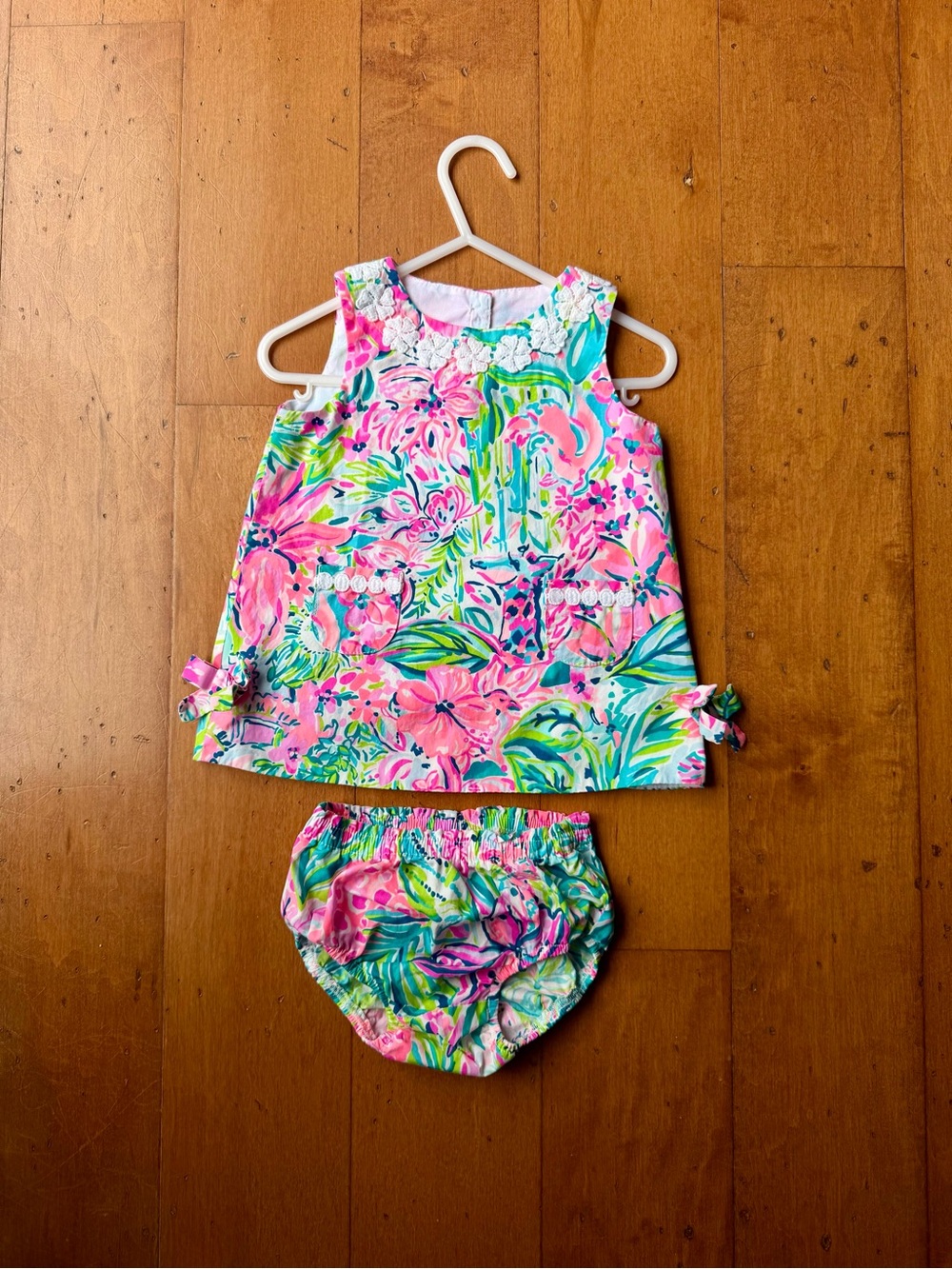 Lilly Pulitzer Pink, Green & Aqua Floral Baby Tank Set